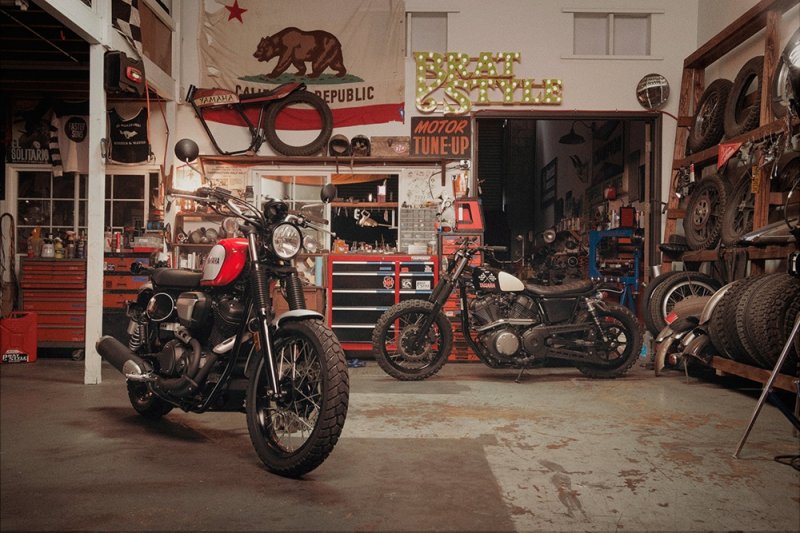 Brat Style + Yard Built:  Yamaha SCR950 Checkered Scrambler